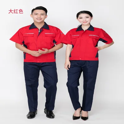  Summer short-sleeved clothes suit men and women workers labor protection clothing workshop ChangFu 
