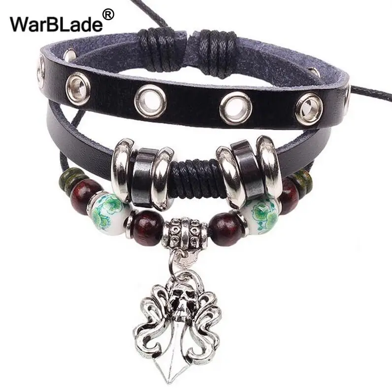 16 WBL Новая мода Evil Eye браслеты старинный браслет Многослойный кожаный браслеты с подвесками 10 шт. для мужчин и женщин - Окраска металла: 16