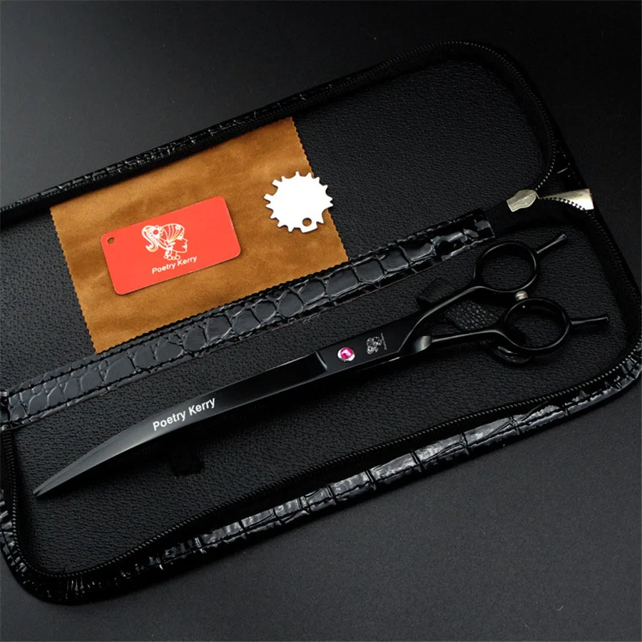 Профессиональные японские 440C ножницы для стрижки домашних животных из нержавеющей стали с изогнутым лезвием для стрижки кошек и собак, парикмахерские ножницы 9 дюймов