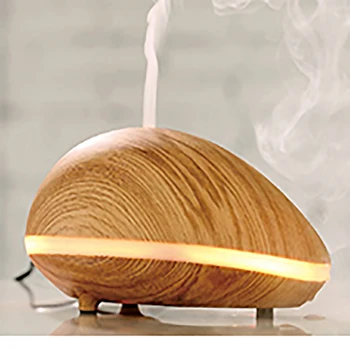 

Ultrasonic Air Humidifier Led Light Essential Oil Diffuser Cashew Design High Quality Wood Grain for Home with Led Light