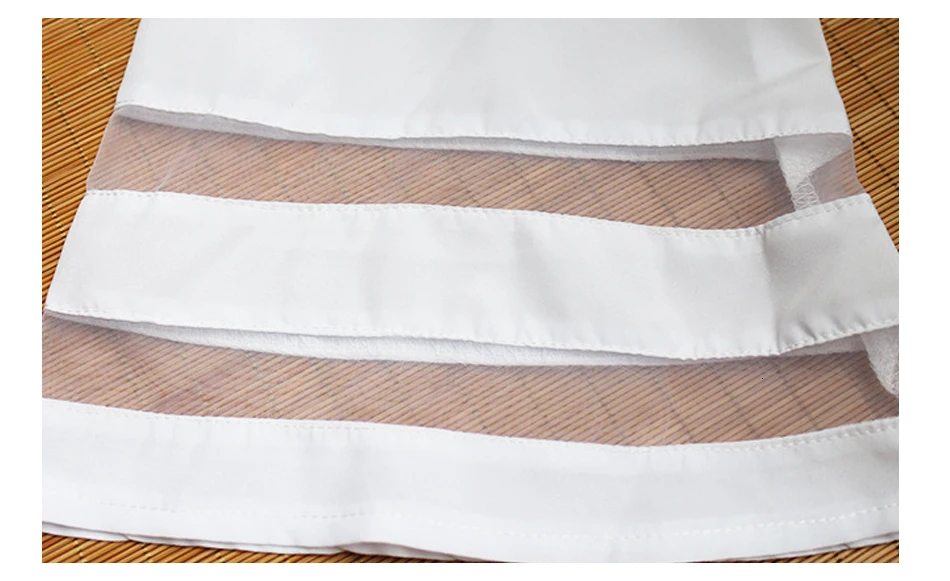 Jocoo Jolee для женщин летняя шифоновая блузка с круглым вырезом и расклешенными рукавами сетчатые Лоскутные Рубашки повседневные свободные топы Femme blusas