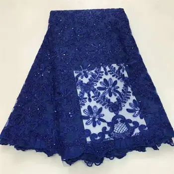 

2019 Latest Popular Designs royal blue sequins Fabric African Lace Fabric High Quality indian silk George lace fabric wedding