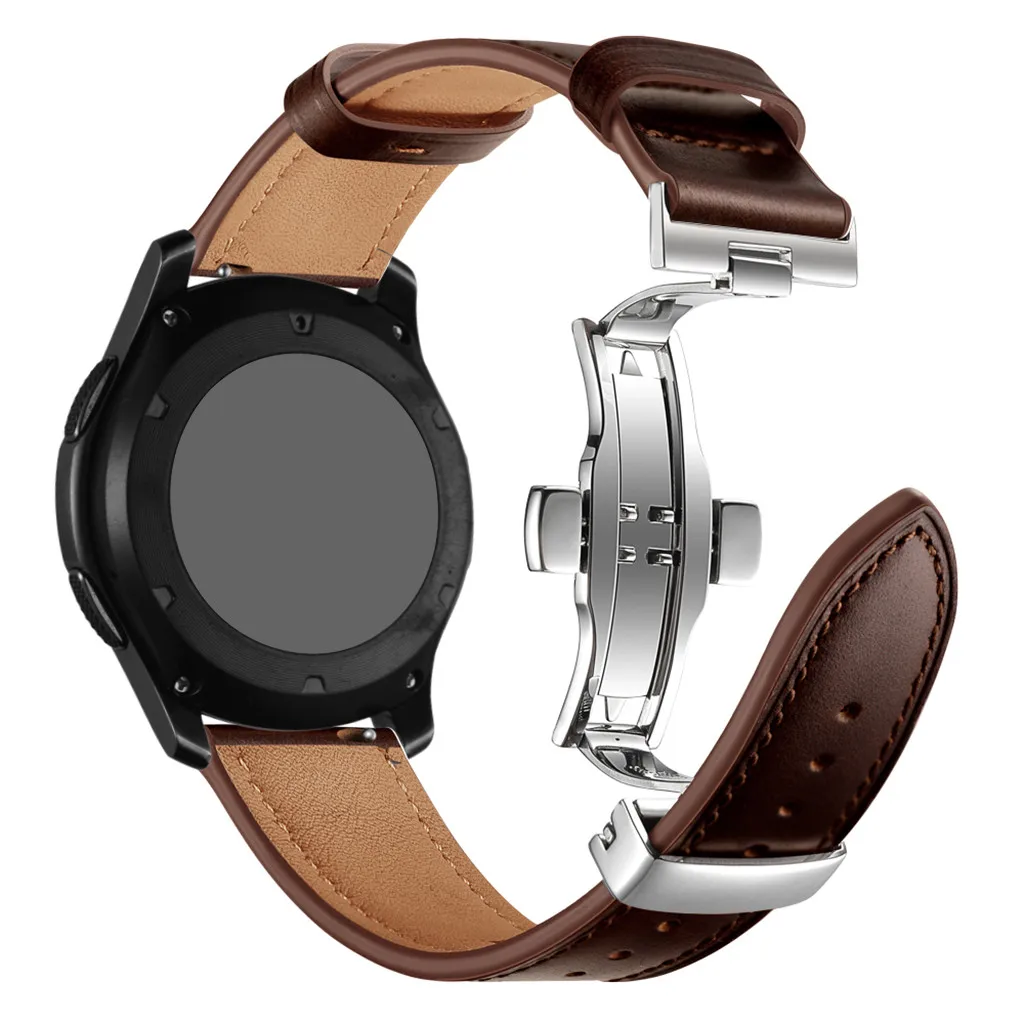 22 мм кожаный ремешок для часов Apple Watch Series 1/2 ремешок для samsung gear S3 Серебряная Бабочка Пряжка Correa de reloj# G1