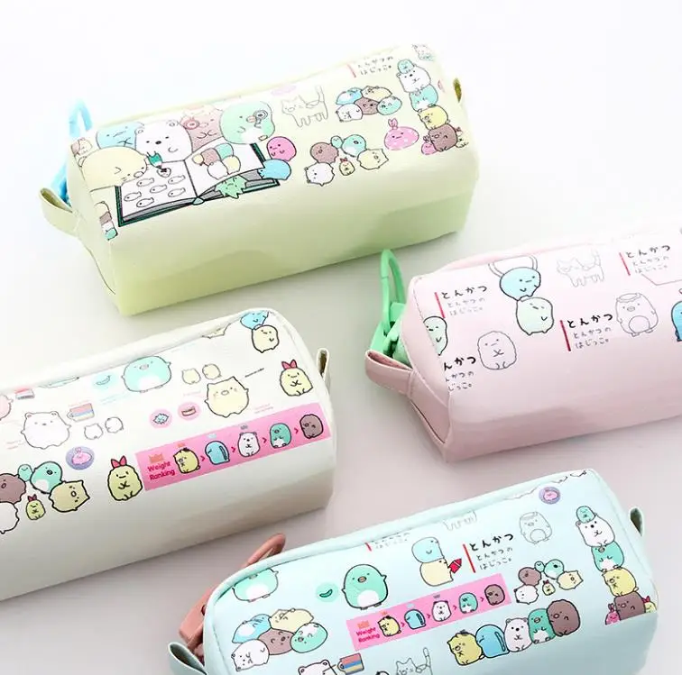 1 шт., милый мультяшный чехол-карандаш Sumikko gurashi с большой застежкой-молнией из искусственной кожи, сумка для карандашей, сумка для хранения канцелярских принадлежностей, офисные школьные принадлежности, подарок