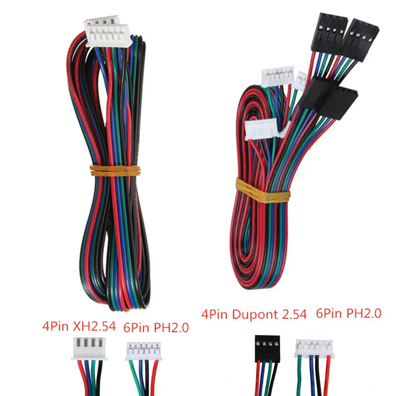 4pc Nema17 zestaw okablowania silnika krokowego RepRap okablowanie silnika 4pin do 6pin kabel 42 przewód silnika Dupont XH2.54 złącze Nema17 drutu