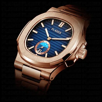 

PLADEN TAG Brand Fashion Men Sport Analog Watches Men's Quartz Clock Male Casual Gradient Blue Full Stainless Steel HeuerWatch
