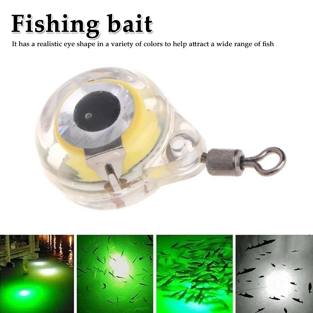 

LED Fishing Light Deep Drop Underwater Round Shape Squid Strobe Night Fluorescent Glow eye shape Bait 1PCS