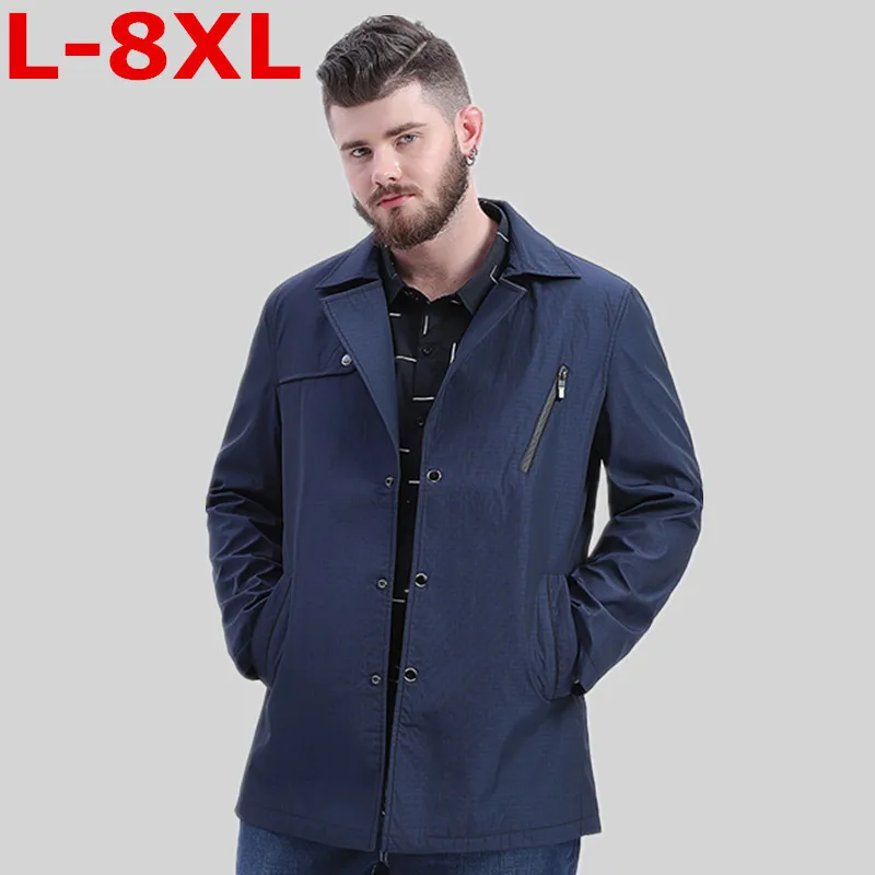 Размера плюс 8XL 7XL 6XL весна осень полиэстер тонкая мужская повседневная куртка с