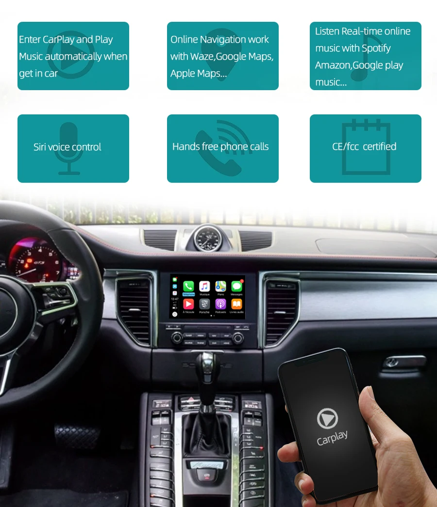 Sinairyu Wifi беспроводной Carplay для Porsche PCM3.1/PCM4.0 Android Авто/зеркало iOS зеркалирование 2010- Cayenne/boxxter/911/Macan