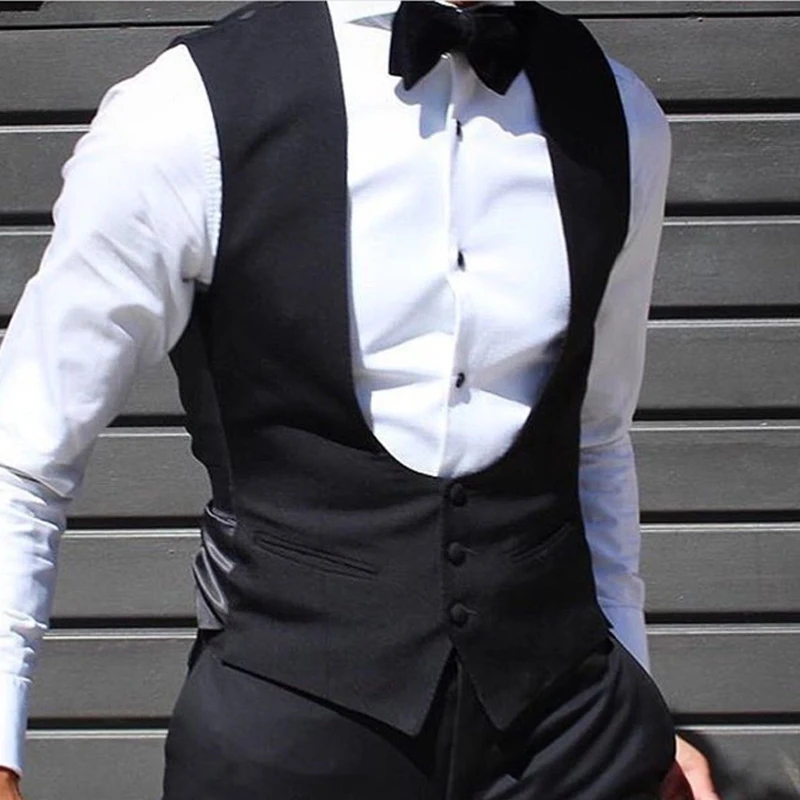 

Men Suit Vests for Wedding Prom Black Slim Fit Single One Piece Waistcoat Custom Fashion Coat New Arrival