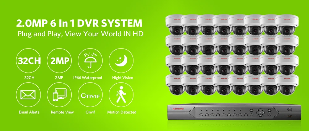 KANTURE h.265+ 32CH 4MP CCTV система 32X1080P камера безопасности комплект наружная Водонепроницаемая камера ночного видения комплект видеонаблюдения