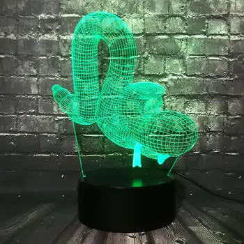 

2017 Creative Animal Snake Balloon Shape 3D Lamp USB LED Illusion Night Light Colors Acrylic Children's Day Decoration Lightings
