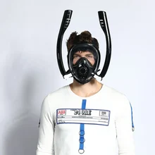 Двойной дыхательная трубка анфас маска для подводного плавания Для мужчин подводная противотуманная подводное плавание Для женщин открытая плавательная Дайвинг маска, оборудование
