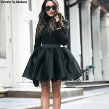 Летняя женская мини-фатиновая юбка Феи черного цвета на заказ Secret saia, органза, вуаль, пышная модная юбка, короткая юбка-пачка