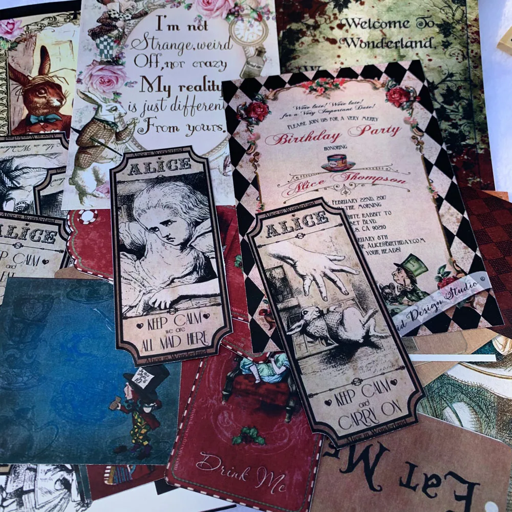 41 шт. Ретро Alice's Dream Adventure материал бумага волшебный Покер Кролик злодей тег старый Памятка Примечание наклейка, сделай сам, скрапбукинг