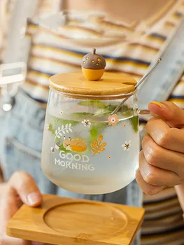 Taza de ardilla de doble vidrio para café, vaso de dibujos animados de ardilla, zumo de leche, Tazas de café para oficina en casa, el mejor regalo para Festival 1