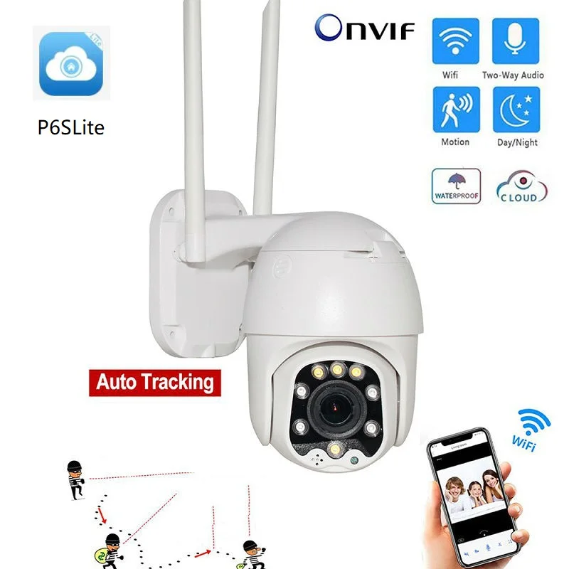 

Cloud 1080P WiFi PTZ Camera Outdoor 2MP Auto Tracking CCTV Home Security IP Camera 4MM Onvif WiFi PTZ Speed Dome Camera