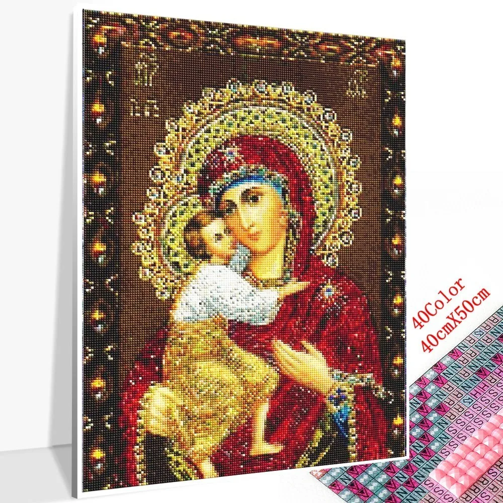 Diy Алмазная картина Девы Мэри картины стразами мозаика икона Полный Круглый комплект DIY Бриллиантовая вышивка для дома Декор