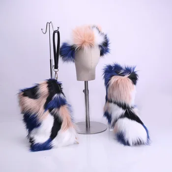 

Hot Fur Headband And Boots Winter Shoes Woman Snow Boots Furry Boot 2019 New Female Ankle Snow Boots With Fur Headband Bag