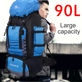 

90L Camping Backpack Large Capacity Waterproof Outdoor Sports Backpack Camping Hiking Bags Double Shoulder Mountaining Bag 0906