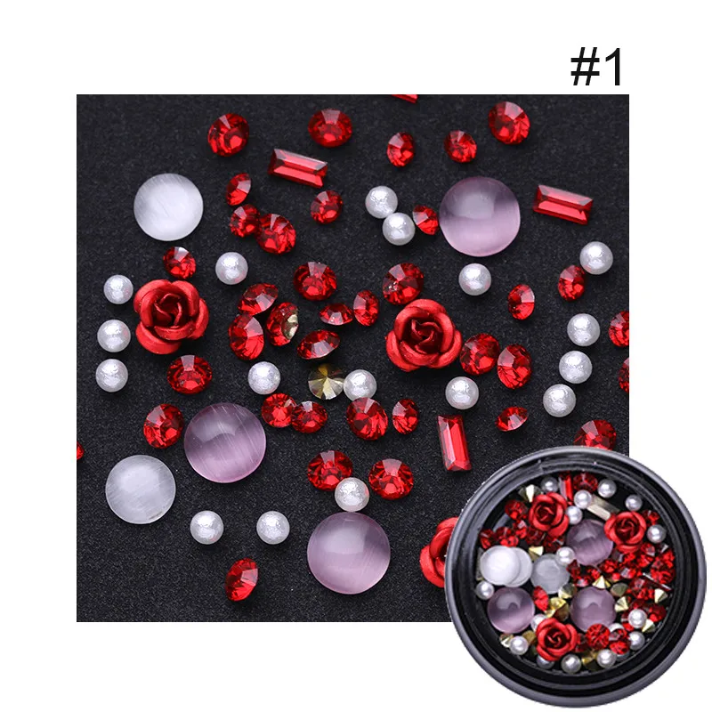 1440 Pcs/Bag Mixed-Size Nail Rhinestone AB Color Round Flat back Crystals 3D Nail Art Decoration DIY Manicure for UV Gel Polish - Цвет: 43