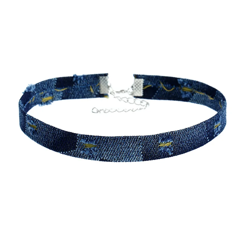 

Europe And America Export Accessories Fashion And Personality Trend Necklace Velvet Denim Short Necklace Women's