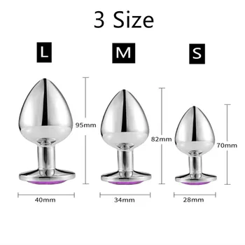 Gem Crystal Jewelry Round Anal Plug Sex Toy Metal Stainless Steel Butt Small Tail Gay And Lesbian Couples Smooth Dildo Anal Plug 5