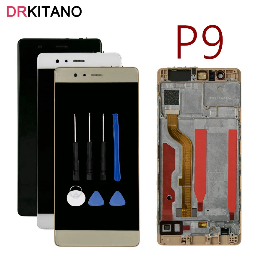 for Huawei P9 LCD Display Touch Screen Digitizer Assembly EVA L09 L19 For Huawei P9 Plus LCD With Frame VIE L09 AL10 L29 Screen