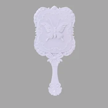 

Creative Rose Carving Cosmetic Makeup Mirror Hand Hold Square Mirror Vintage Ladies Plastic Mirror Beauty Tool