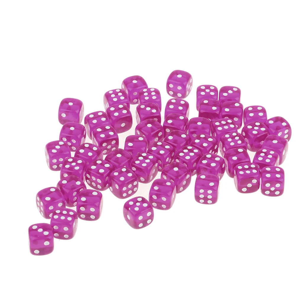 50pcs New Square 12mm Six Sided D6 Opaque Standard Game Dice 12mm