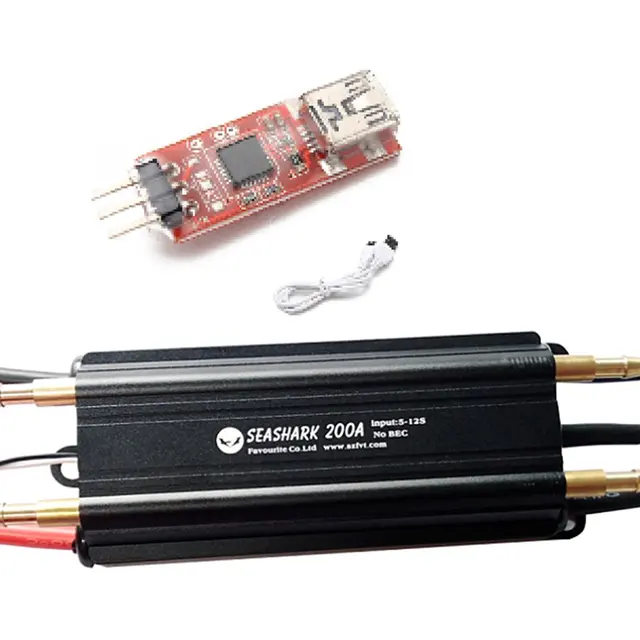 FVT Remote Control Boat Electric Speed Controller 5-12S 200A Waterproof ESC Sturdy Multiple Protection ESC