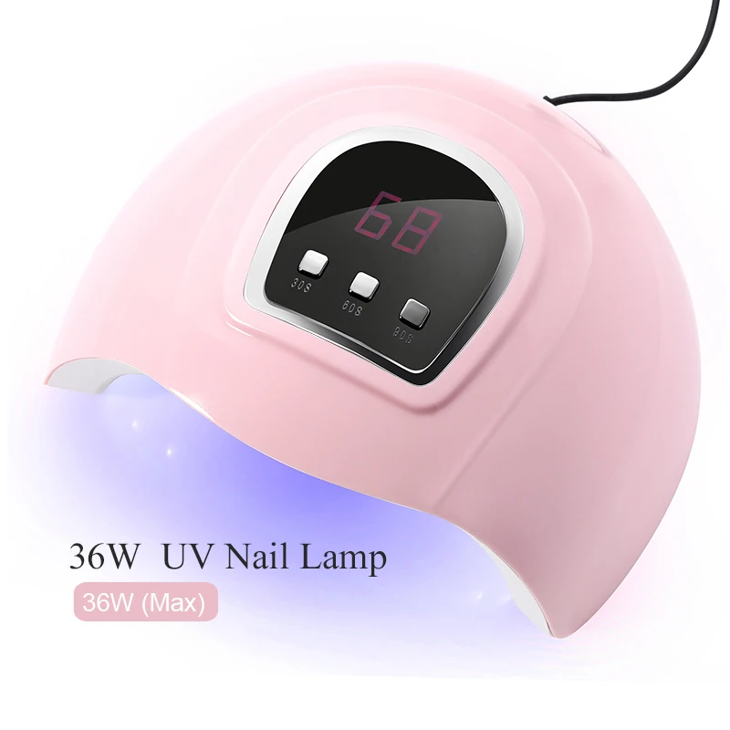 1Pc 36W UV LED Lamp 18 LEDS Pink Nail Dryer Curing Gel Varnish Lamp Nail Machine 3