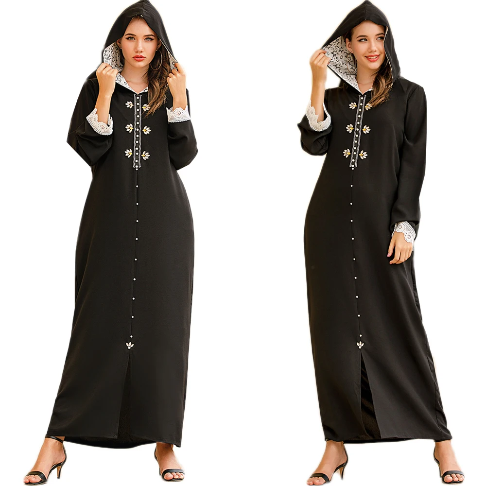 Абаи Восточный кафтан из Дубая мусульманских Для женщин с капюшоном длинным