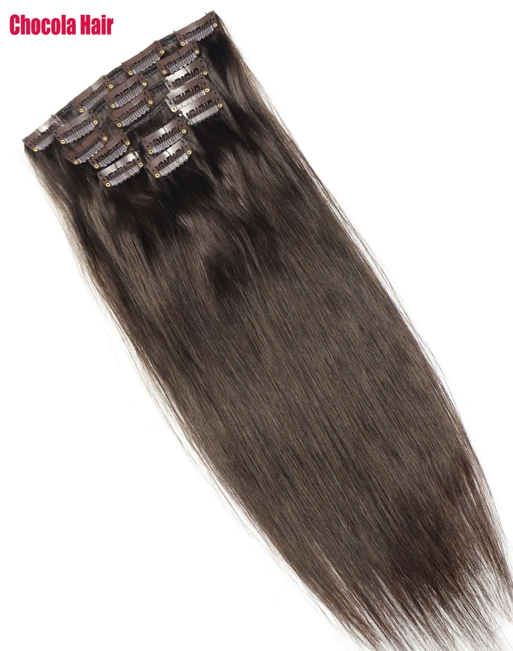 Chocola, бразильские волосы remy на всю голову, 7 шт. в наборе, 100 г, 1"-24", натуральные прямые человеческие волосы для наращивания на заколках