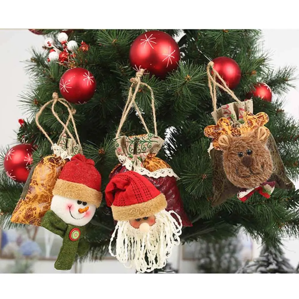 Рождественский подарок сумка праздничные украшения мультфильм яблоко сумка Санта Клаус Снеговик игрушечный олень конфеты мешок вечерние новогодние подарки Декор