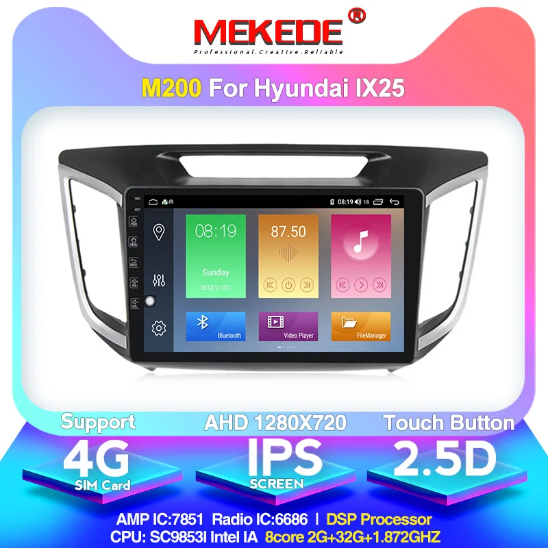 MEKEDE 9853 4G LTE 4G+ 64G Android 10,0 автомобильный Радио Мультимедиа Видео плеер gps навигация для hyundai Creta ix25 2 din без dvd