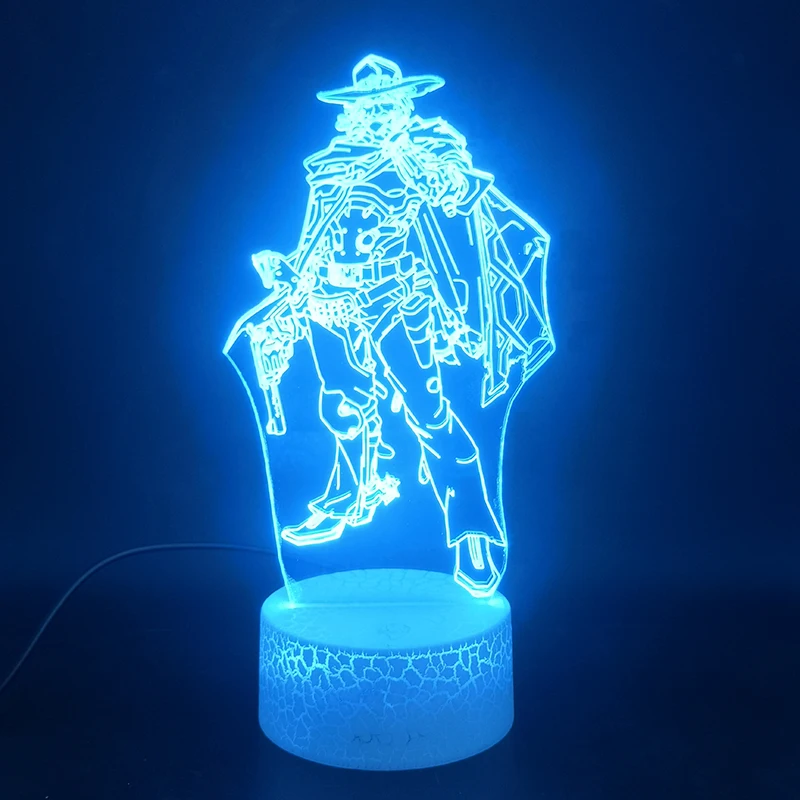 Игра Overwatch Hero Macree 3D лампа на батарейках яркая база многоцветная с пультом дистанционного управления Прямая поставка художественный светодиодный ночной Светильник