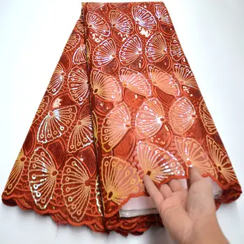 

High Quality Nigerian Tulle Lace Fabrics Latest Mesh African Lace Fabric Bride French Net Lace Fabric with sequins Ki047