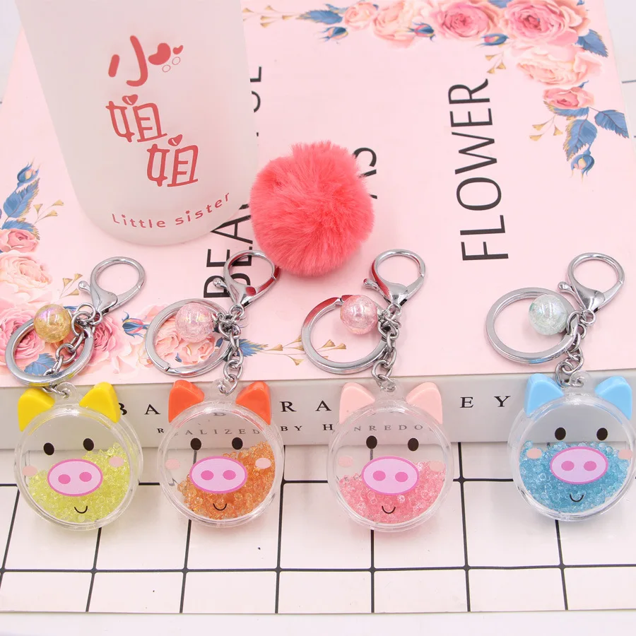 

Flowing Rhinestone Keychain Pig Key Chains Rings Key Chain Women Bag Charm Fashion Trinket Pendant Keyholder Llaveros Para Mujer