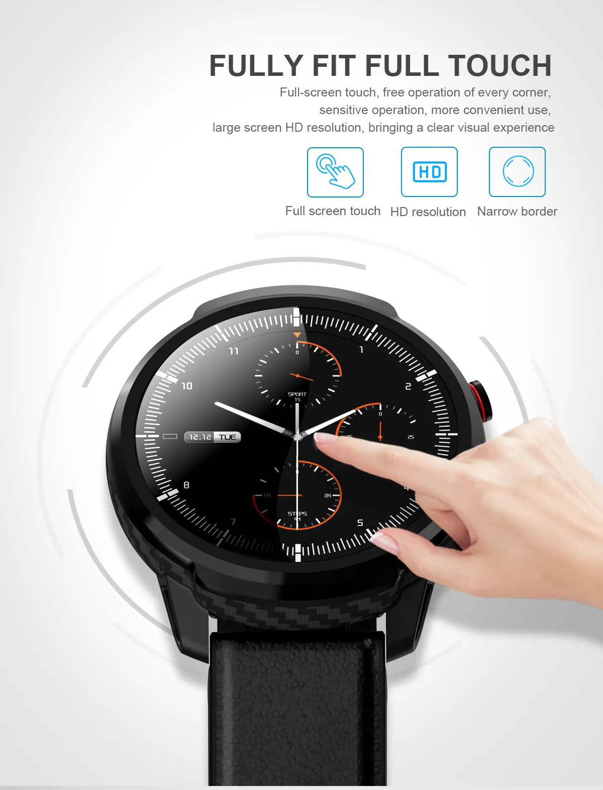 L3 круглый экран Смарт-часы IP68 Водонепроницаемый Полный сенсорный экран smartwatch сердечного ритма шагомер смарт-трекер активности