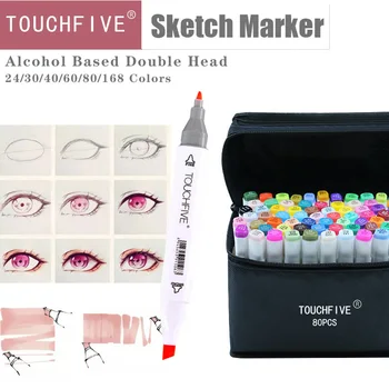 

TouchFIVE Art Markers Sets 30/40/60/80/168Colors Anime student design sketch manga Alcohol Based Marker Pen For Drawing Supplies