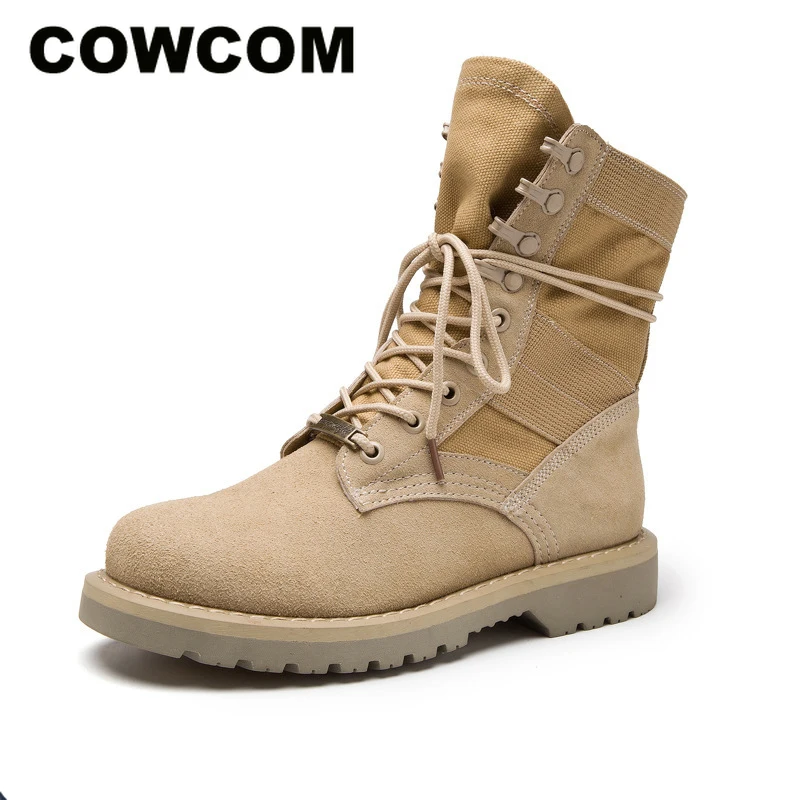 COWCOM женские ботинки осень-зима военные ботинки, подбитые волчьей шерстью ботинки martin Для женщин обувь и британские полусапожки армейские ботинки сертификатом от сертификационной