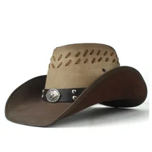 Кожаная мужская и женская западная ковбойская шляпа широкая шляпа уличная Sombrero Hombre Женская ковбойская шляпа