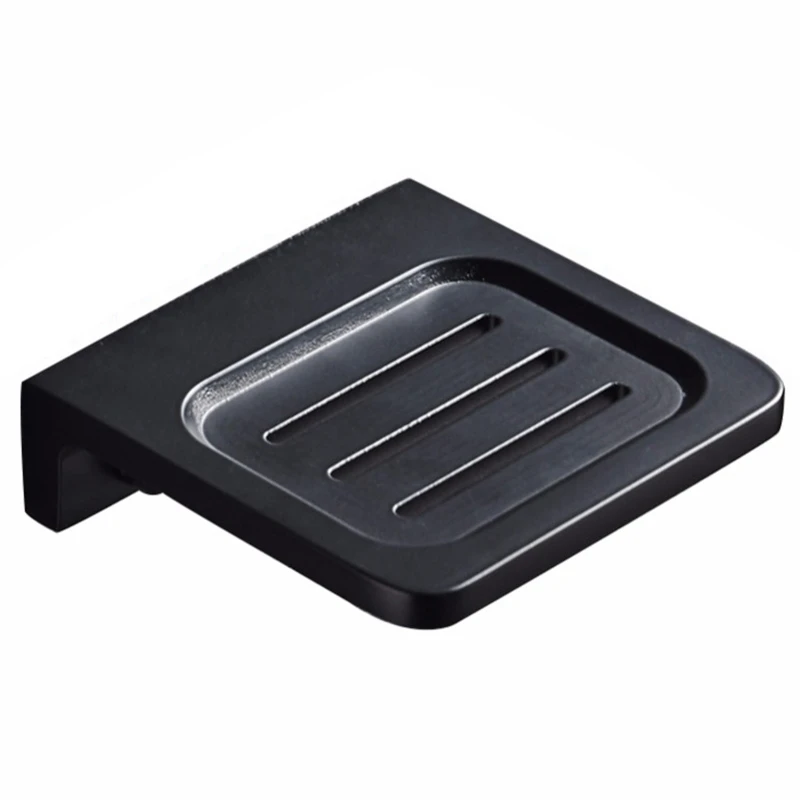 Space Aluminum Black Soap Box Wall-Mounted Rack Bathroom Accessories Product Soap Dish Rack