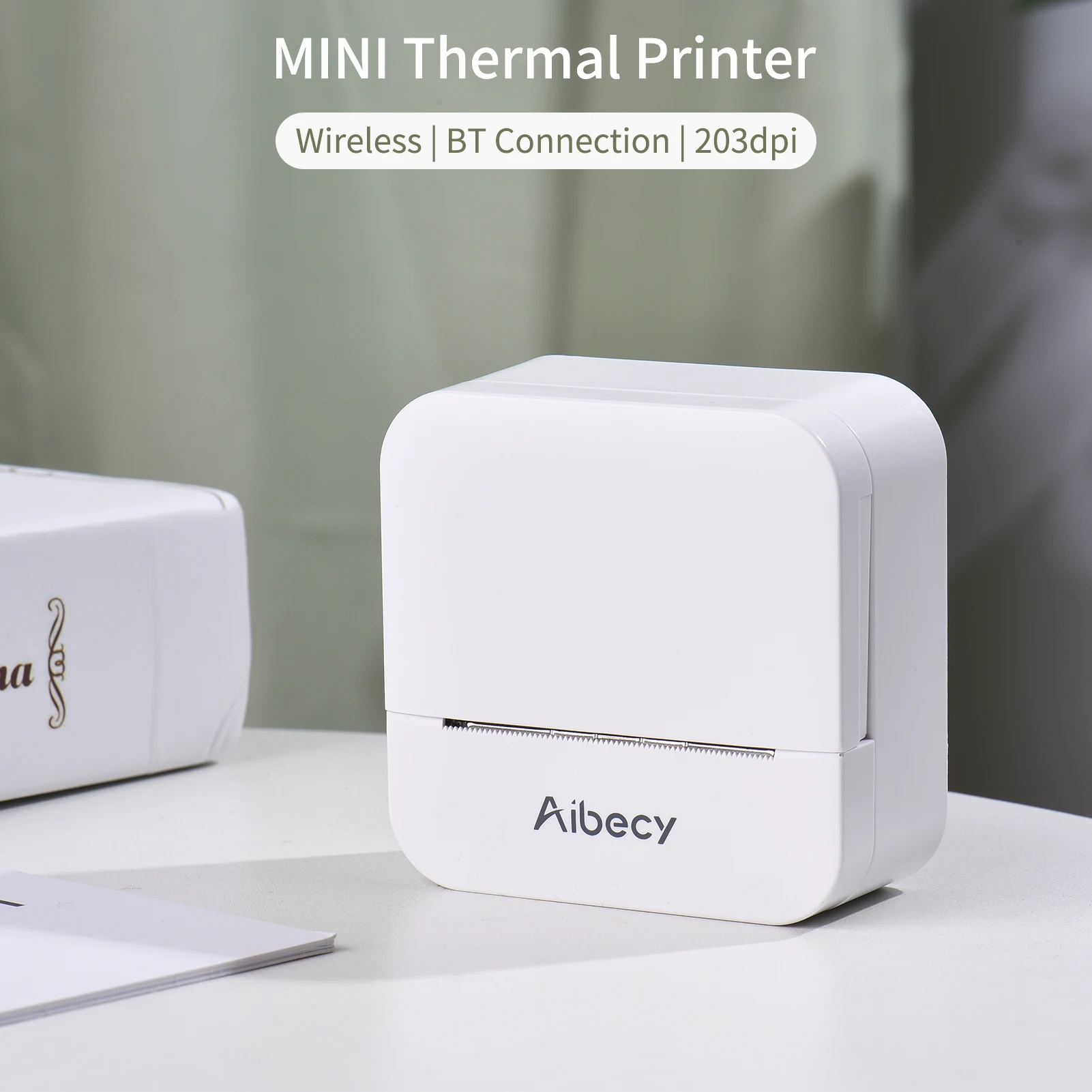 Мини-термопринтер Aibecy, 203DPI 