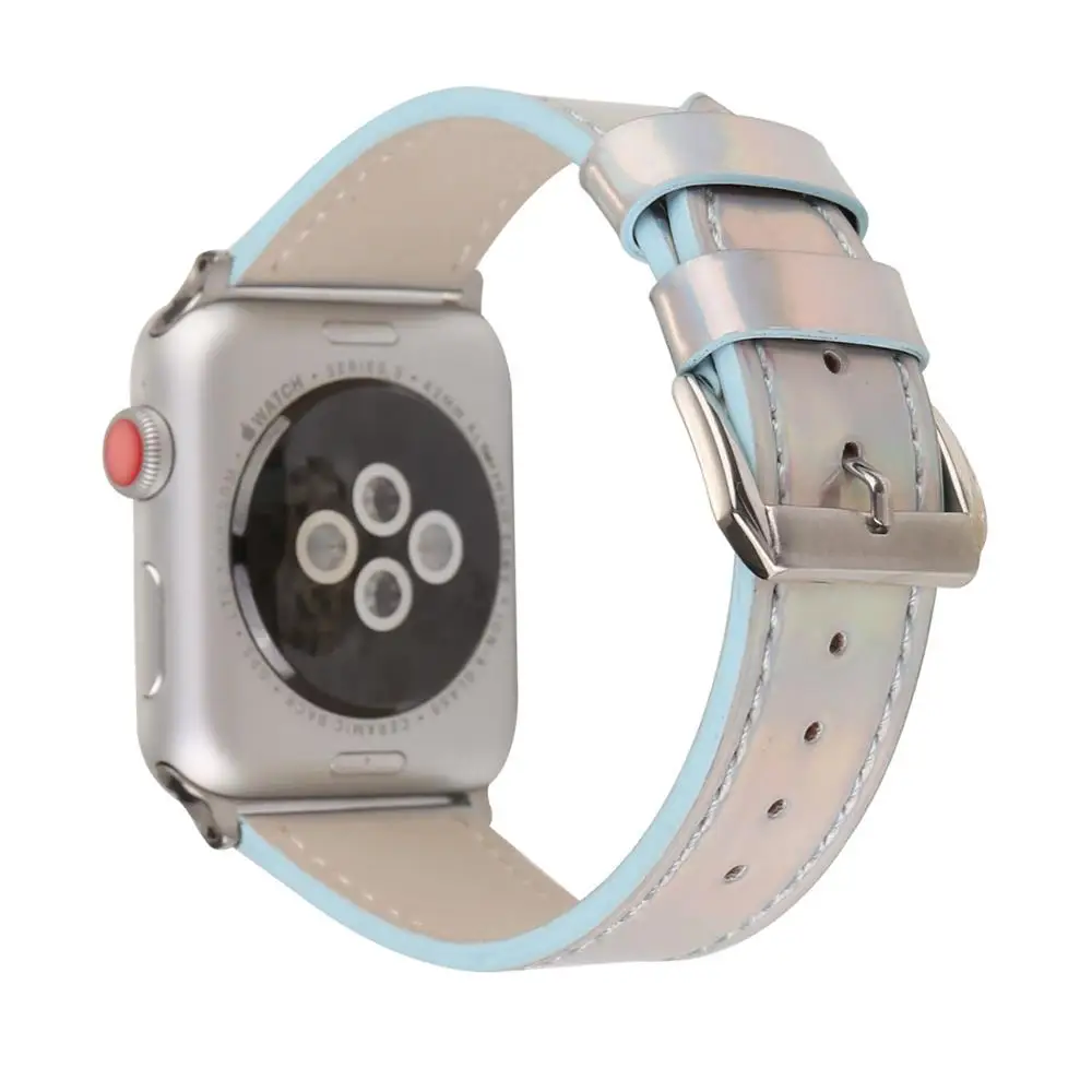 Для Apple Watch 5 4 3 2 ремешок кожаный ремешок для часов 38 мм 42 мм 40 мм 44 мм браслет на запястье ремешок для iwatch 4 3 2 серия 4 ремешок - Цвет ремешка: blue