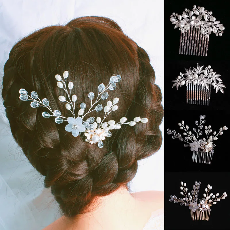 

Bridal Hair Accessories Crystal Peals Hair Combs Wedding Hair Clips Accessories Jewelry Handmade Women Hair Ornaments Hair Combs