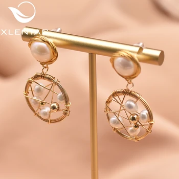 

XlenAg Pure Natural Freshwater White Large Round Pearl Earrings High-End Luxury Gifts Best Gifts For Loved Ones Jewelry GE0968