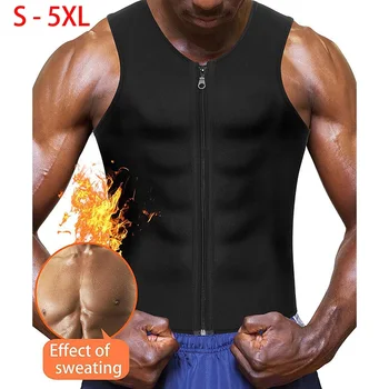 

Neoprene Sweet Sweat Sanua Effect Men's Belly Control Zip Tank Vest Waist Trainer Corset Body Shape Shapewear Plus Size Tops