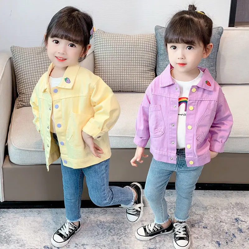 ice fishing coats 2021 Baby Girls Denim Jacket Embroidery Tops Coat Spring Autumn Fashion Kids Casual Jackets Overcoats Children Clothes fleece lined coat